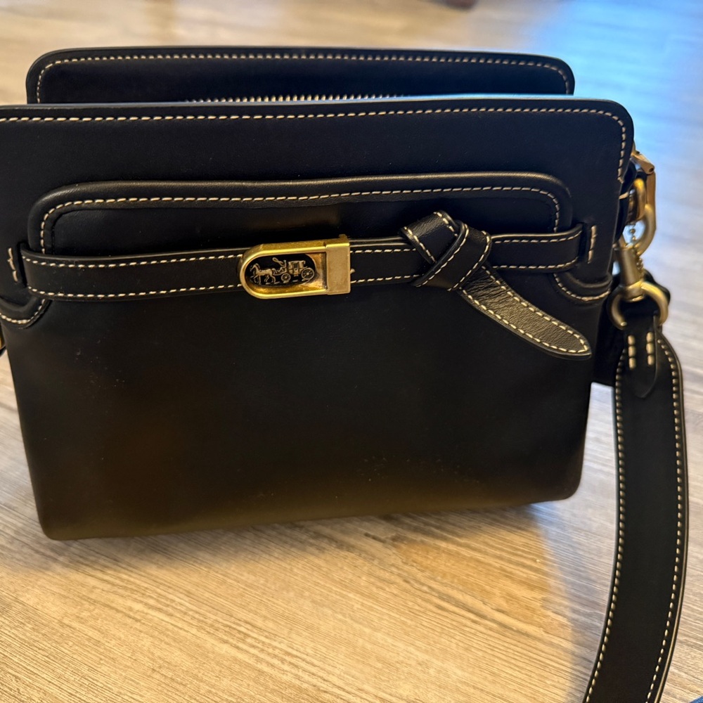 Coach Black Crossbody Bag with Gold Accents